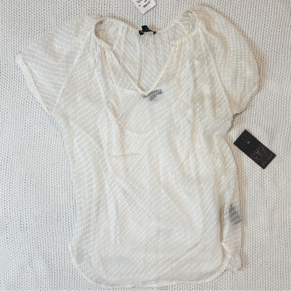 NWT Ella Moss White Polka Dot Blouse - Picture 3 of 9